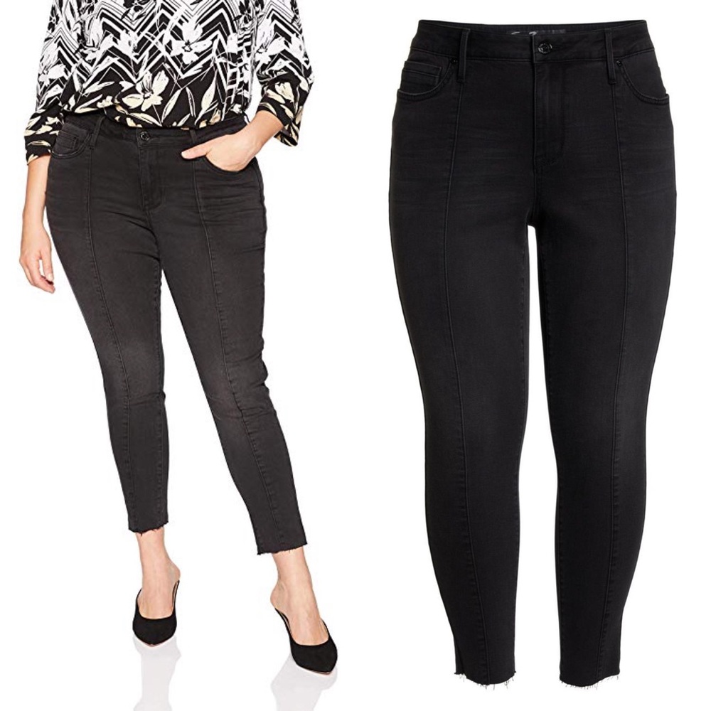 SEVEN7 Raw Hem Ankle Skinny Jeans 4 Black